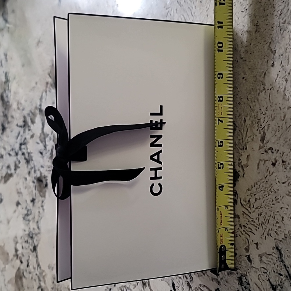 Chanel White Gift Bag with Black Autentic Logo L11" × Inside H 5 1/2" ×BottomW4"